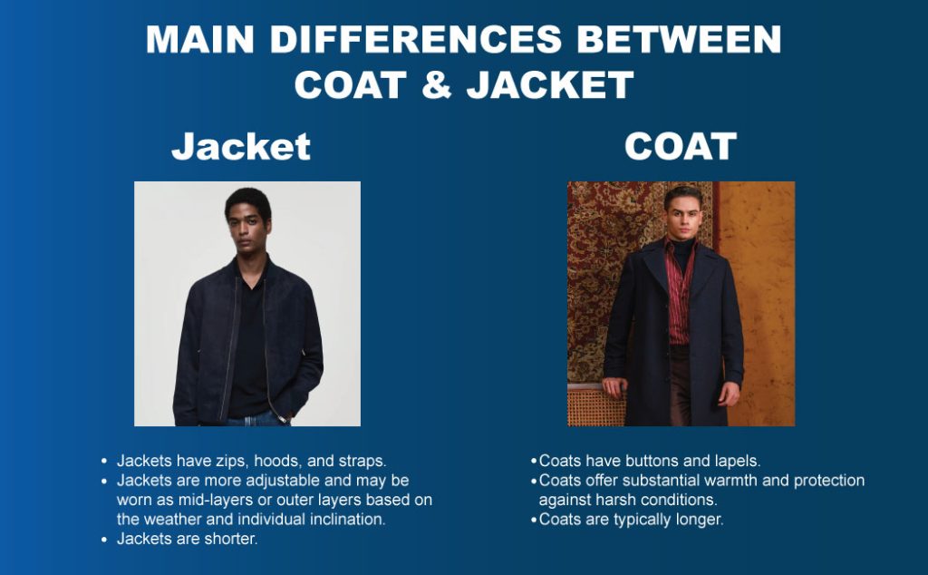 Jacket and coat main differences