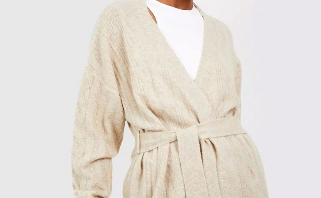 Belted type of cardigan