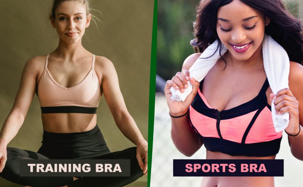 Difference between training bra and sports bra visual